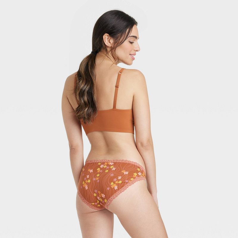 Women's Lace Trim Cotton Bikini Underwear - Auden™, 3 of 6