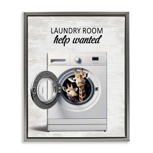 Stupell Industries Laundry Room Help Wanted Floating Frame Canvas Art - 1 of 4