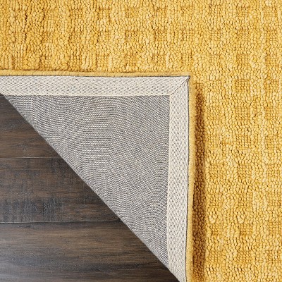Handmade Gold Rectangular Wool Area Rug 45" x 7"