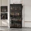 Famapy 31.5"x65" Tempered Glass Curio Cabinet with Motion Sensor Lights 4-Door Tall Black Display Case Bookcase Bookshelf Sideboard Pantry - 3 of 4