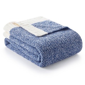 Snuggle Sac Soft Reversible Throw Blanket Knitted Blanket Cozy Bedding Blankets - 1 of 4