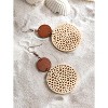 Bohemian Hollow Cut-Out Wood Leather Dangle Drop Earrings, Boho Chic Hippie Statement Jewelry Gift for Women - 2 of 4