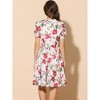 INSPIRE CHIC Women's Vintage Floral Peter Pan Collar High Waist Puff Sleeve A-line Midi Dress - 4 of 4
