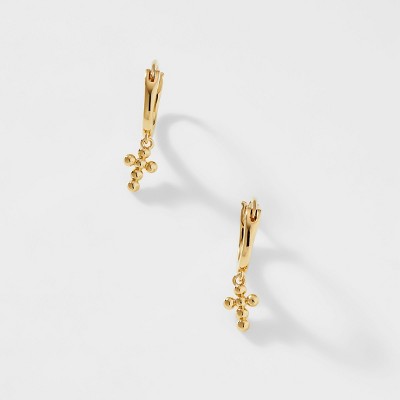 AJOA LALA BEADED CROSS HOOP EARRINGS