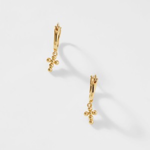 AJOA LALA BEADED CROSS HOOP EARRINGS - 1 of 2