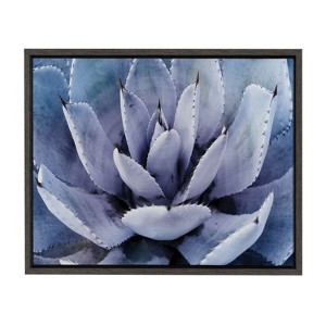 Kate and Laurel Sylvie Violet Cactus Framed Canvas by Amy Peterson, 18x24, Dark Gray - 1 of 4