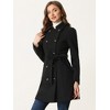 INSPIRE CHIC Women's Winter Peter Pan Collar Double Breasted Slant Pocket Button Down Belted Pea Coats - 4 of 4