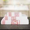 100% Cotton Medium Weight Floral Infinity Trim 3 Piece Bathroom Towel Set by Blue Nile Mills - 2 of 4