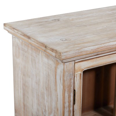 Weathered Brown Wood and Glass Farmhouse Accent Cabinet