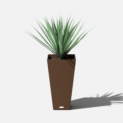 Espresso Sleek Square Tapered Modern Planter 26" High
