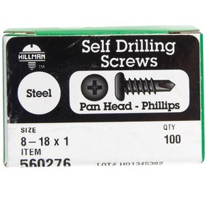 Hillman No. 8-18 X 1 in. L Phillips Pan Head Self- Drilling Screws 100 pk - 1 of 1