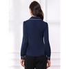 INSPIRE CHIC Women's Casual Peter Pan Collar Button Down Contrast Puff Sleeve Work Blouse - 4 of 4