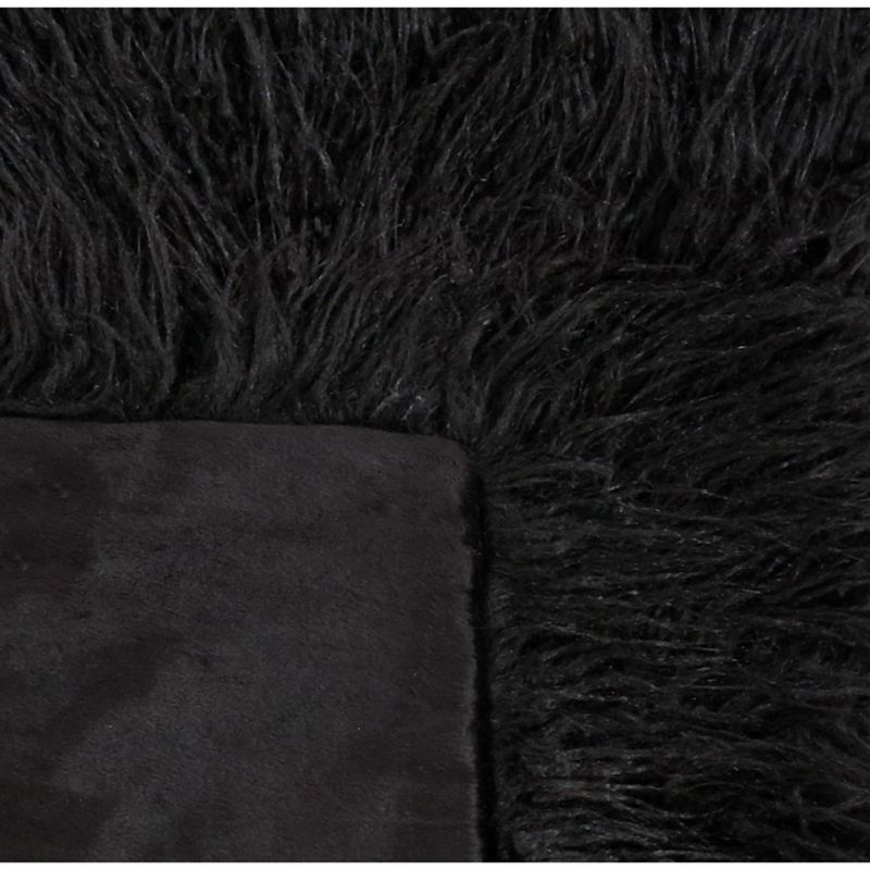 50&#34;x60&#34; Faux Mongolian Fur Throw Blanket Black - Saro Lifestyle, 4 of 6