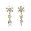 Guili Snowflake Sterling Silver White Gold Plated or Gold Plated Cubic Zirconia Cluster Snowflake Formal Dangle Earrings for an Elegant Wintery Look - 2 of 2