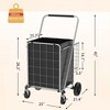 NAYSAYE Foldable Shopping Dolly Heavy Duty Utility Cart with Double Basket and Swivel Wheels for Groceries and Laundry, Gray, 24.6"*21.25"*40.15" - 4 of 4