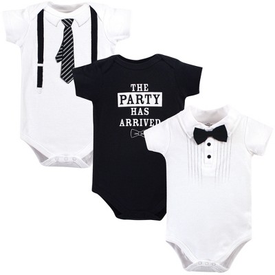 Image of Little Treasure Baby Boy Cotton Bodysuits 3pk, Tux Tie, 6-9 Months