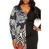 Slickblue Plus Size Animal Print Dress with High-Low Hem - Multi-Color Splice Design for Stylish Comfort, Size 1XL-3XL - 4 of 4