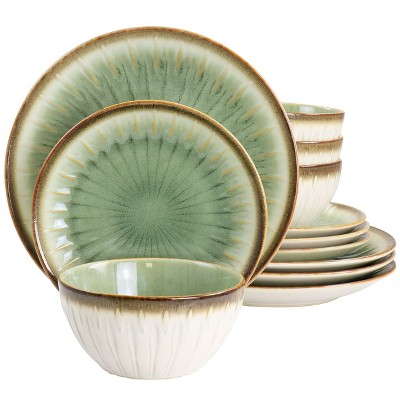 Gibson Elite Mayfair Bay 12 Piece Stoneware Dinnerware Set In Green ...