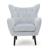 Modern Velvet Curved Wingback Chair, Upholstered Accent Chair, Button-Tufted Arm Chair with Oak Frame and Black Legs -Christopher Knight Home - 2 of 4