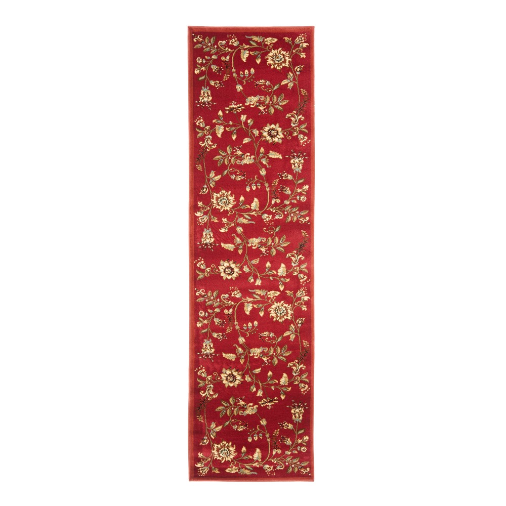 Red Floral Loomed Runner 2'3inX12' - Safavieh