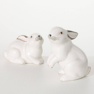 Sullivans 5.5" Sweet Standing Bunny Figures Set of 2  Ceramic