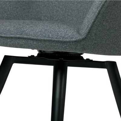 Charcoal Gray Metal Swivel Armchair with Upholstered Seat