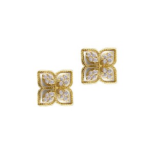 Adornia 14k Gold Plated Renaissance Flower Crystal White Mother of Pearl Earrings - 1 of 3