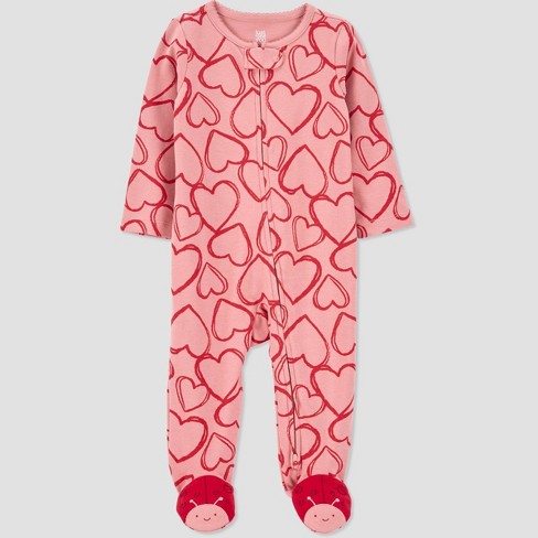 Carter's Just One You® Baby Girls' Heart Ladybug Footed Pajama - Pink - image 1 of 4