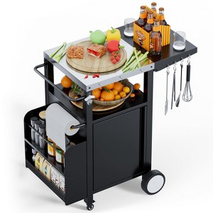 ORRD Outdoor Grill Cart with Wheels, 83-Gal Storage Patio Kitchen Island, Waterproof BBQ Serving Table & Rolling Bar Cart for Party - 1 of 4