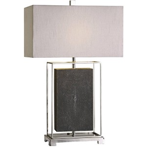 Uttermost Table Lamp 28 1/2" Tall Rubbed Gray Faux Shagreen Nickel Linen Fabric Shade for Living Room Bedroom House Bedside Home - 1 of 2