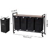 COZONY Multi-Bag Rolling Laundry Basket Hamper with Removable Oxford Bags, 2/3/4-Bag Laundry Organizer with Wheels, Rustic 43.5L Laundry Cart - 2 of 4