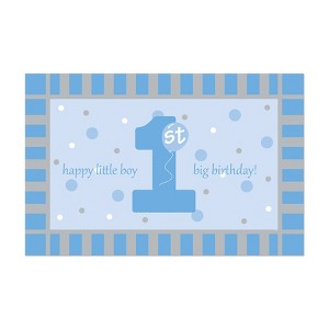 Beistle Plastic 1st Birthday Floor Mat, 30" x 3' 10", (2/Pkg) Blue - 1 of 3