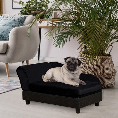 Black Foam Elevated Small Dog Sofa Bed with Storage