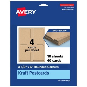 Avery Kraft Brown Postcards, 3-1/2" x 5" Rectangle Rounded Corners - 1 of 4