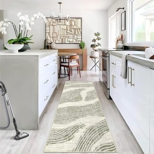 Modern Area Rug 5x7 Washable Rug Soft Faux Wool Throw Rugs Non Slip Low Pile Bedroom Rugs Non-Shedding Foldable Thin Accent Carpet, Grey - 1 of 4