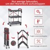 Utility Cart Rolling, 3-Tier Foldable Service Cart w/Lockable Wheels & 168LBS Capacity, Collapsible Trolley for Home Office Garage Warehouse - 4 of 4