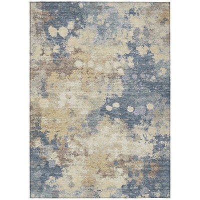 Gold And Beige Abstract Washable Indoor Outdoor Area Rug