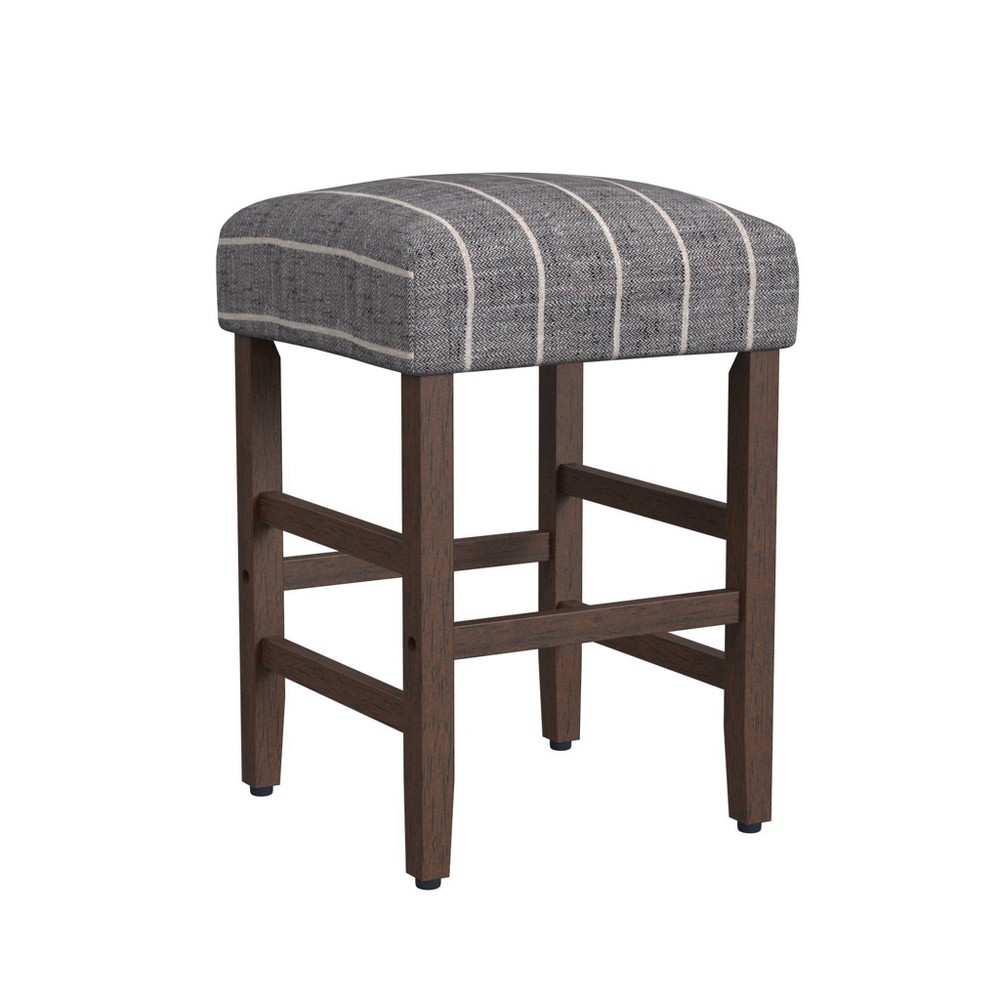 Square Counter Height Barstool Midnight - HomePop: Upholstered, 24.5" Fixed Height, Stripe Pattern, 250lb Capacity