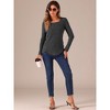 Allegra K Women's Ribbed Knit Long Sleeve Square Neck Tee Top - 3 of 4