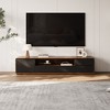 POVISON Modern Wood TV Stand, Lowline TV Console With Drawers, Open Storage, Cabinet, Walnut Veneer, Fully-Assembled.70.87" - 2 of 4