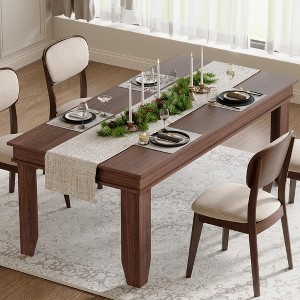 71 Inch Dining Table for 6-8, Rustic Wood Kitchen Table with Edge Trim, Large Rectangular Dinner Table - 1 of 4