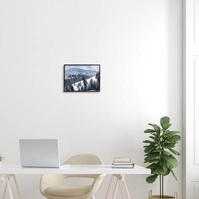 Black Framed Snowy Mountain Landscape Canvas Print, 14 x 11