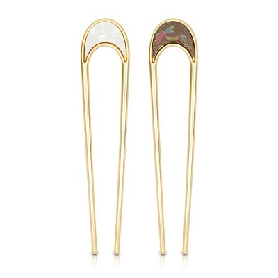 Glamlily 2 Pack Metal U Shaped Hair Pins, Decorative Hair Clips, Moon Cute Hair Accessories for Women Girls, Gold