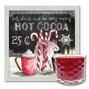 Courtside Market Peppermint Cocoa Framed Artboard & 13.5oz 3-Wick Candle Set - 1 of 3