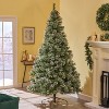 GDFStudio Evie 7.5 Foot Cashmere Pine and Mixed Needles Unlit Hinged Artificial Christmas Tree with Snow and Glitter Branches and Frosted Pinecones - 2 of 4