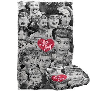 Kids' I Love Lucy Faces Silky Touch Blanket White 36X58 - 1 of 4