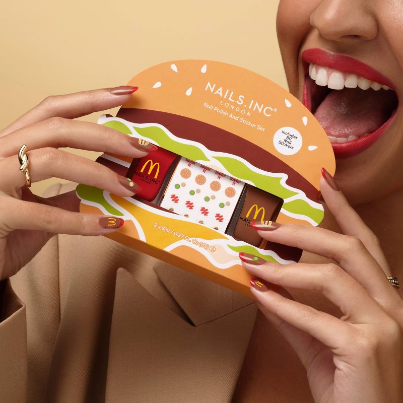 Nails Inc. x McDonald Mini Duo Nail Polish with Stickers - Burger - 0.54 fl oz, 3 of 16
