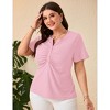 YESFASHION Women Plus Size V-Neck Button Blouse Short Sleeve Lightweight Casual Summer Tunic Top - 2 of 4