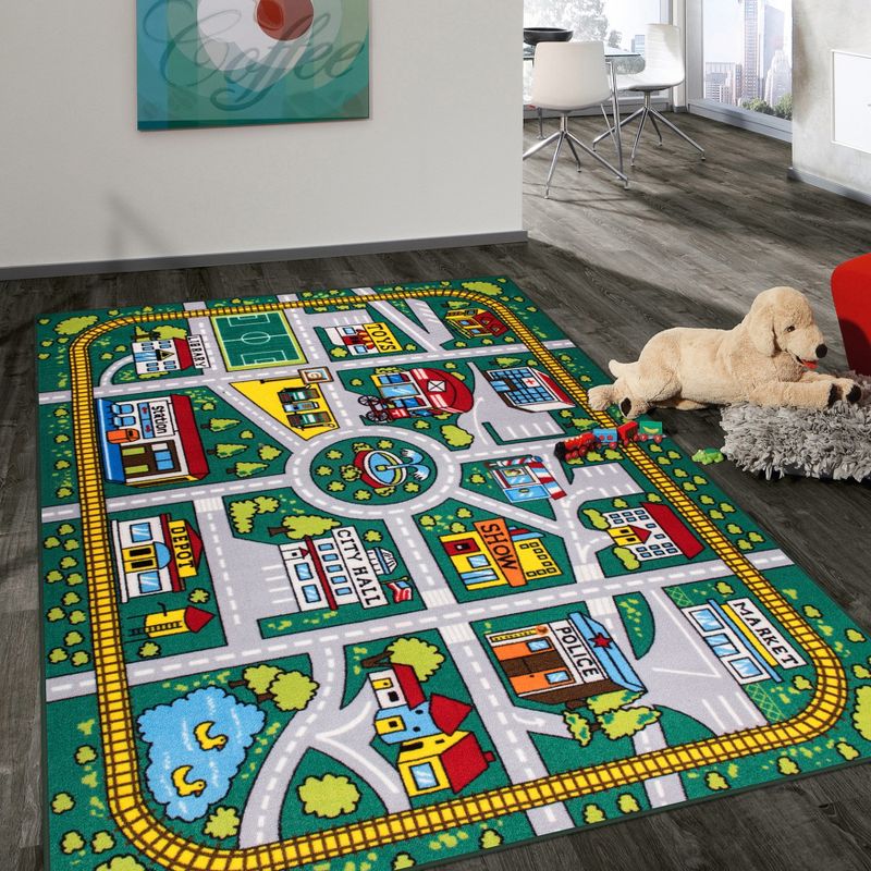 World Rug Gallery Kids Educational Learning City Life Road Non Slip Area Rug, 3 of 11
