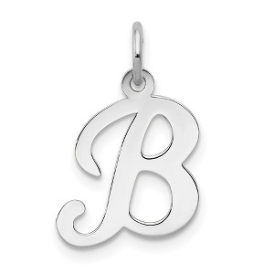 Black Bow Jewelry 14k White Gold, Sophia Collection, Small Script Initial B Pendant - 1 of 4
